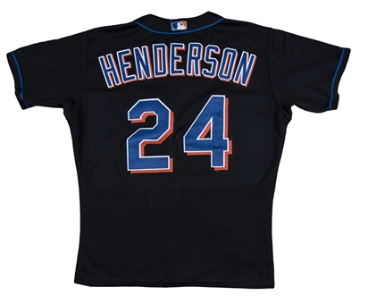 2000 Rickey Henderson Game Used New York Mets Alternate Black Jersey